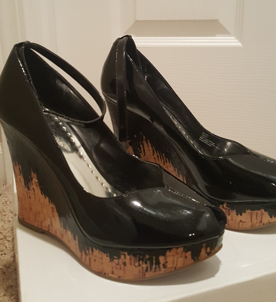 Black Cork Wedge shoes